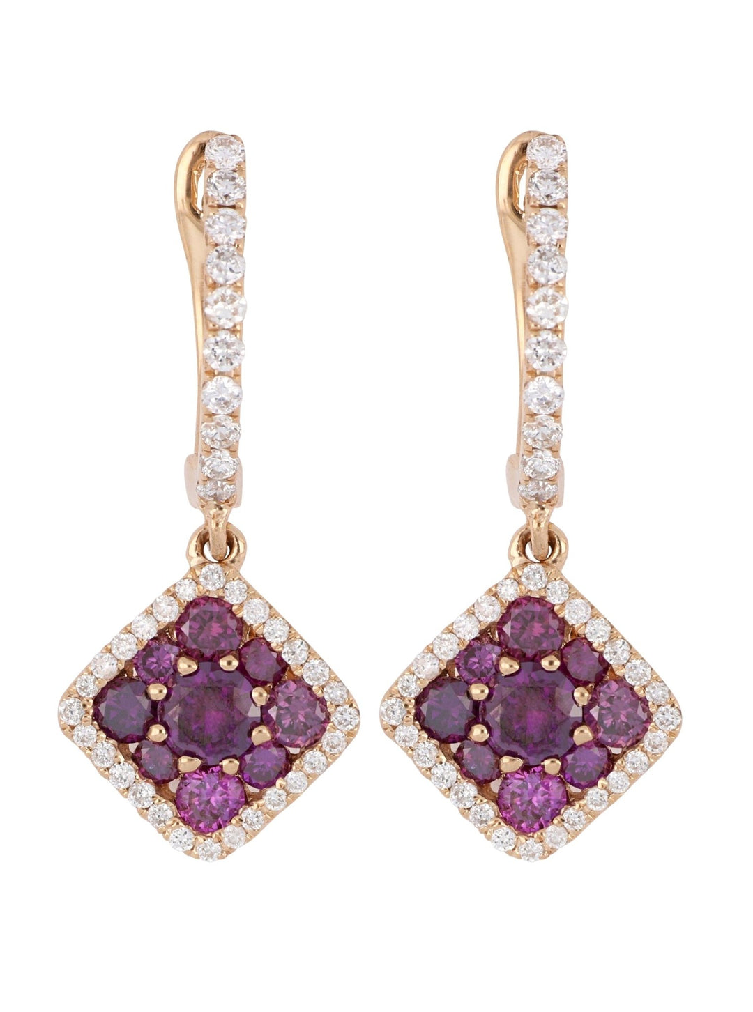 Purple Diamond Earrings (Purple Diamond 0.85 cts. White Diamond 0.35 cts. 2.37 grams.) Not Net