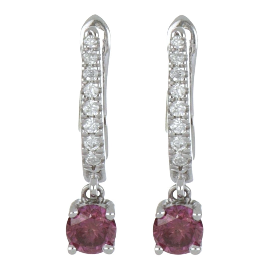 Purple Diamond Earrings (Purple Diamond 0.93 cts. White Diamond 0.19 cts.) Not Net