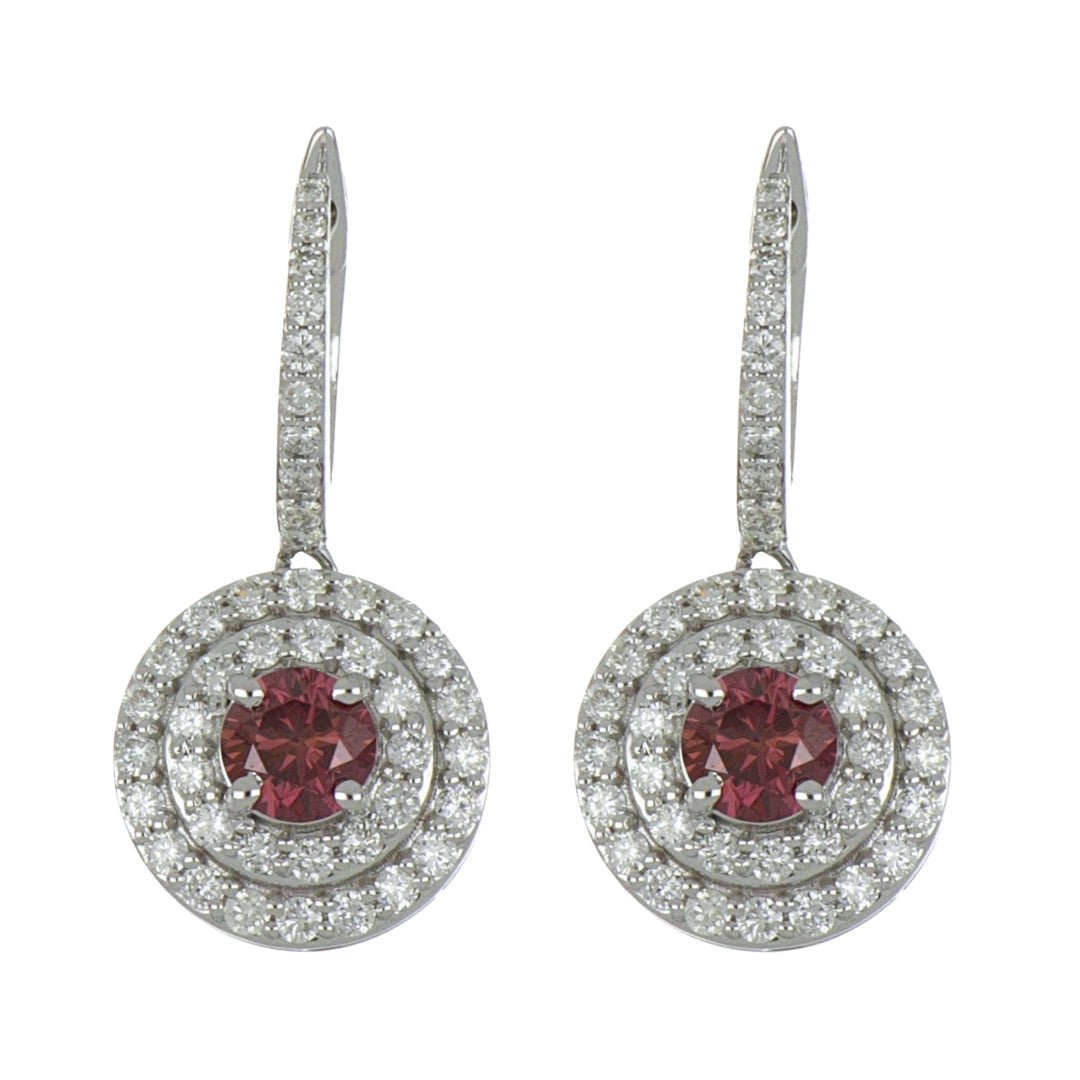 Purple Diamond Earrings (Purple Diamond 1.04 cts. White Diamond 1.03 cts.) Not Net