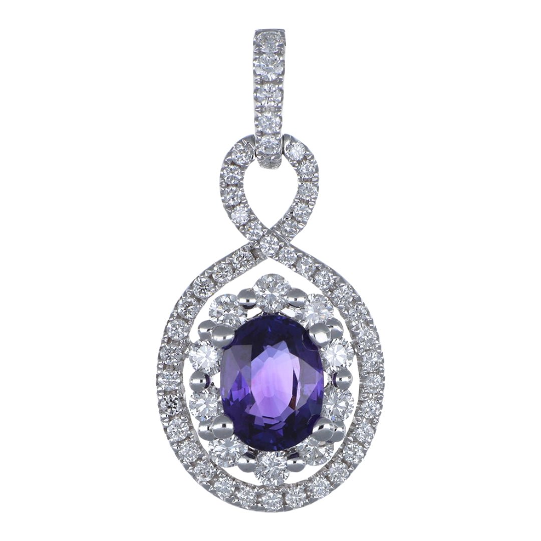 Purple Sapphire Pendant (Purple Sapphire 1.12 cts. White Diamond 0.51 cts.) Not Net