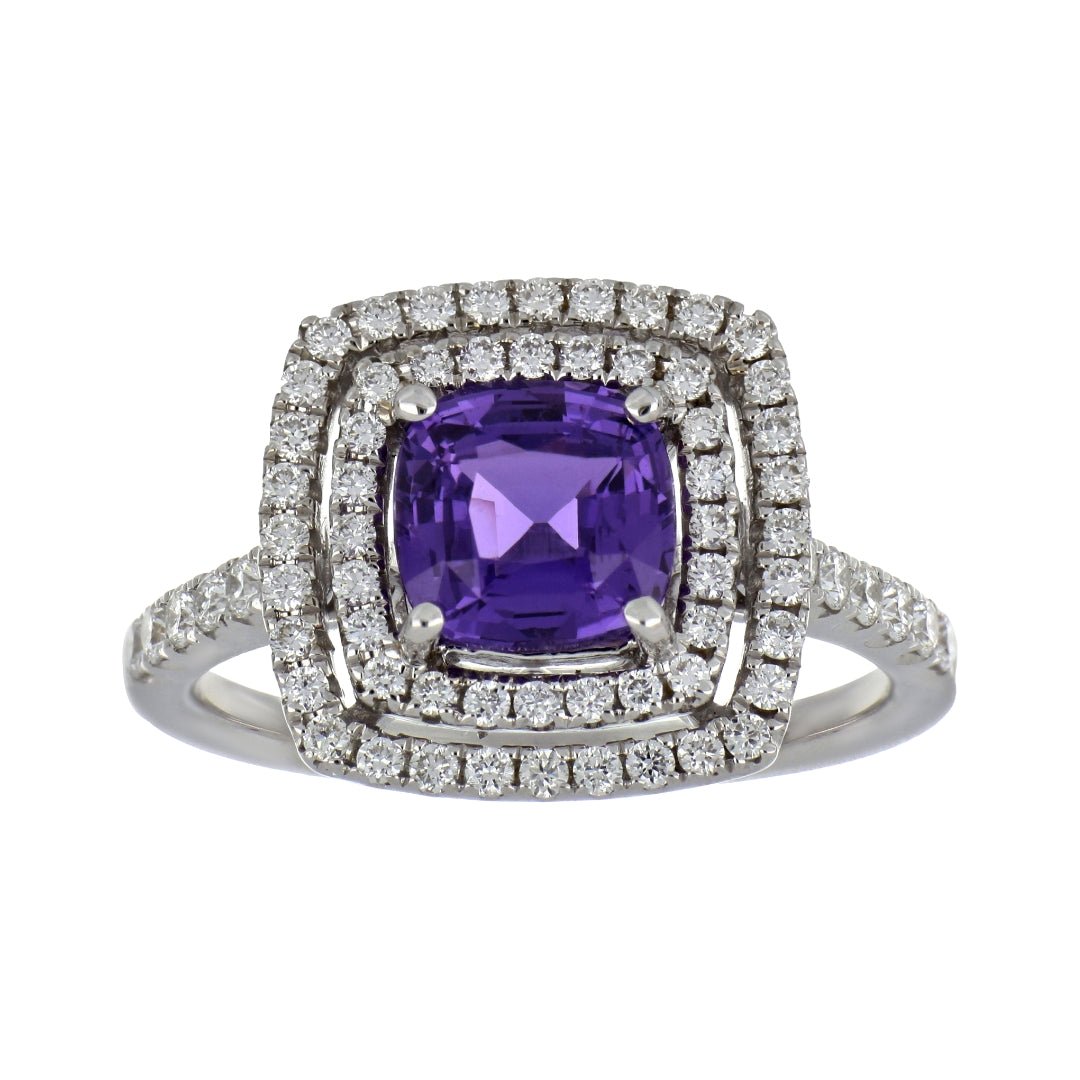 Purple Sapphire Ring (Purple Sapphire 2.07 cts. White Diamond 0.6 cts.) Not Net