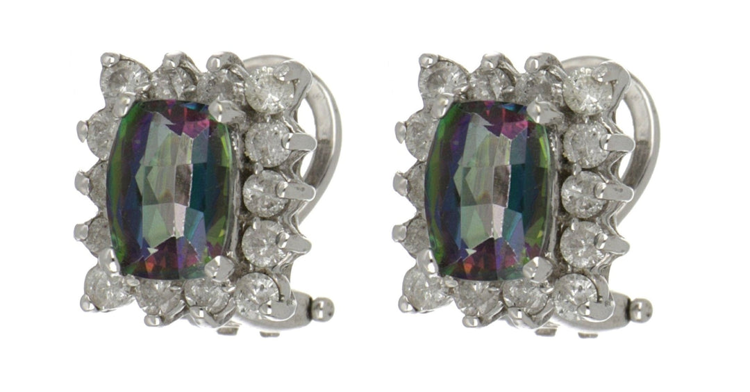 Rainbow Topaz Ladies Earrings (Rainbow Topaz 2.40 cts White Diamonds 0.80 cts) Not Net