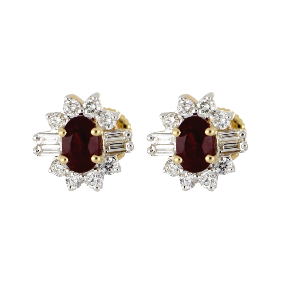 Ruby Earrings (Ruby 1.27 cts. White Diamond 0.42 cts. White Diamond 0.2 cts.) Not Net