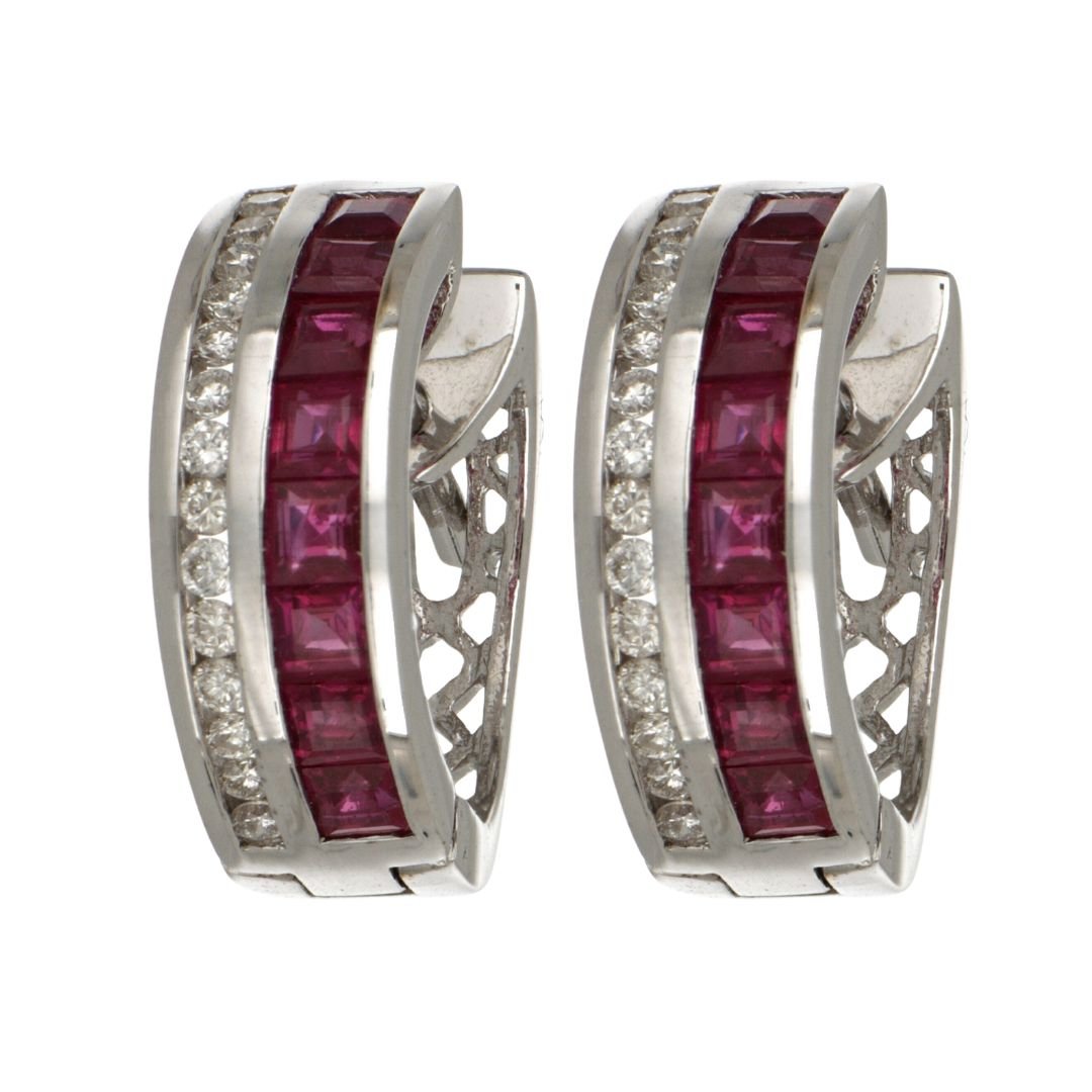 Ruby Earrings (Ruby 1.66 cts. White Diamond 0.3 cts.) Not Net