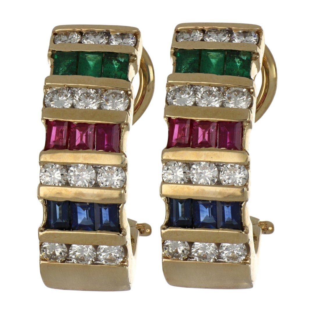 Ruby Earrings (Ruby 1.7 cts. Blue Sapphire Included cts. White Diamond 1.25 cts.) Not Net