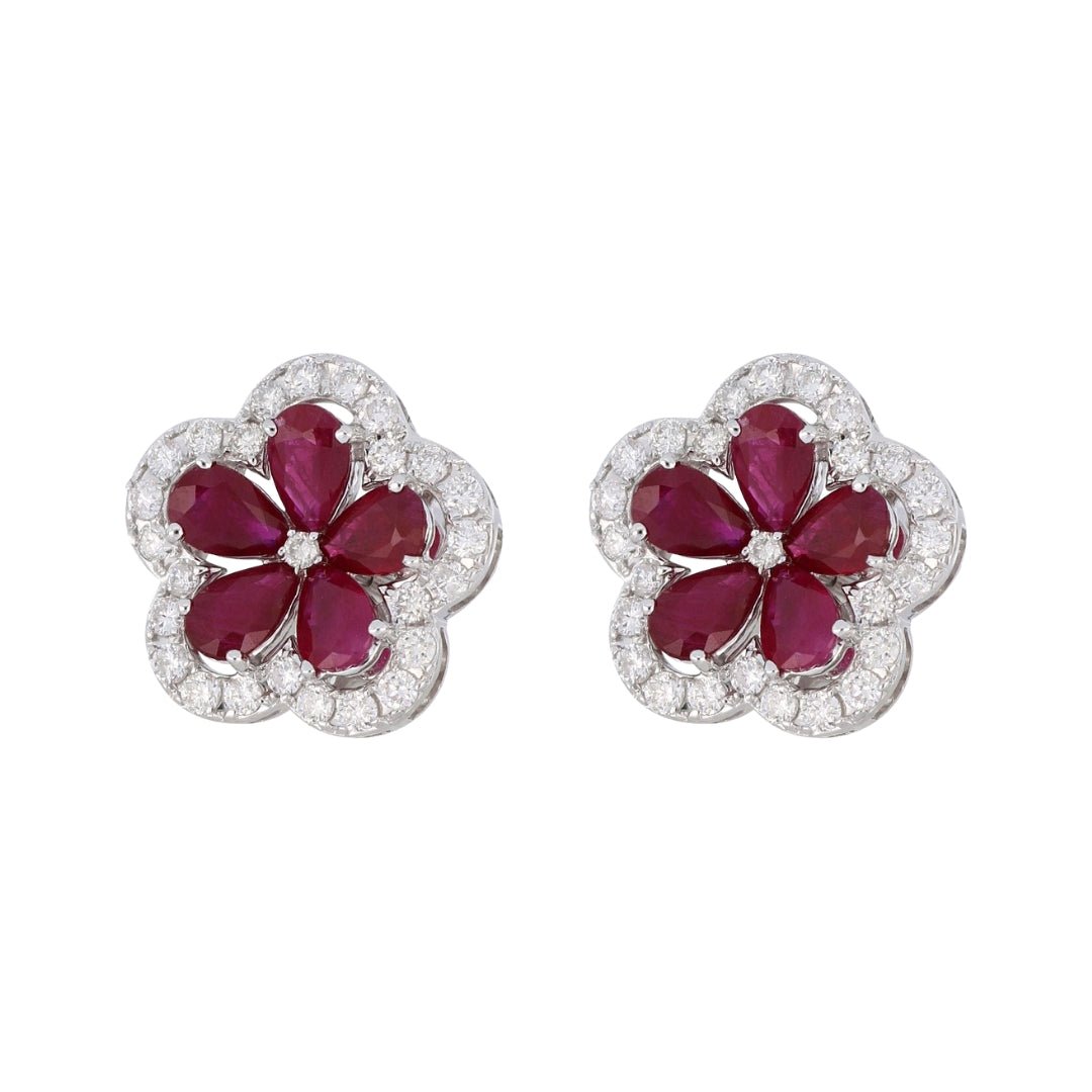 Ruby Earrings (Ruby 2.32 cts. White Diamond 0.57 cts.) Not Net