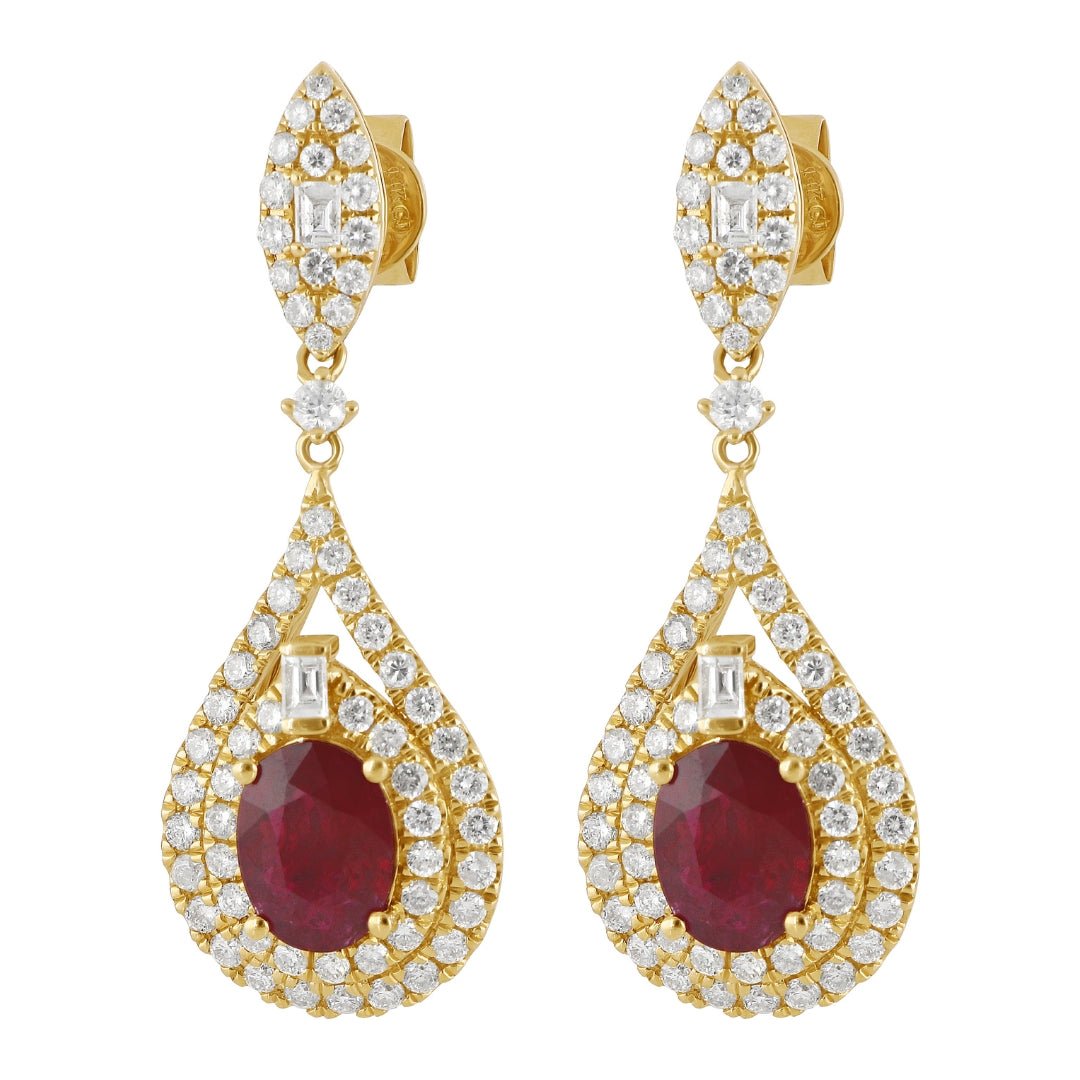 Ruby Earrings (Ruby 2.55 cts. White Diamond 0.19 cts. White Diamond 1.39 cts.) Not Net
