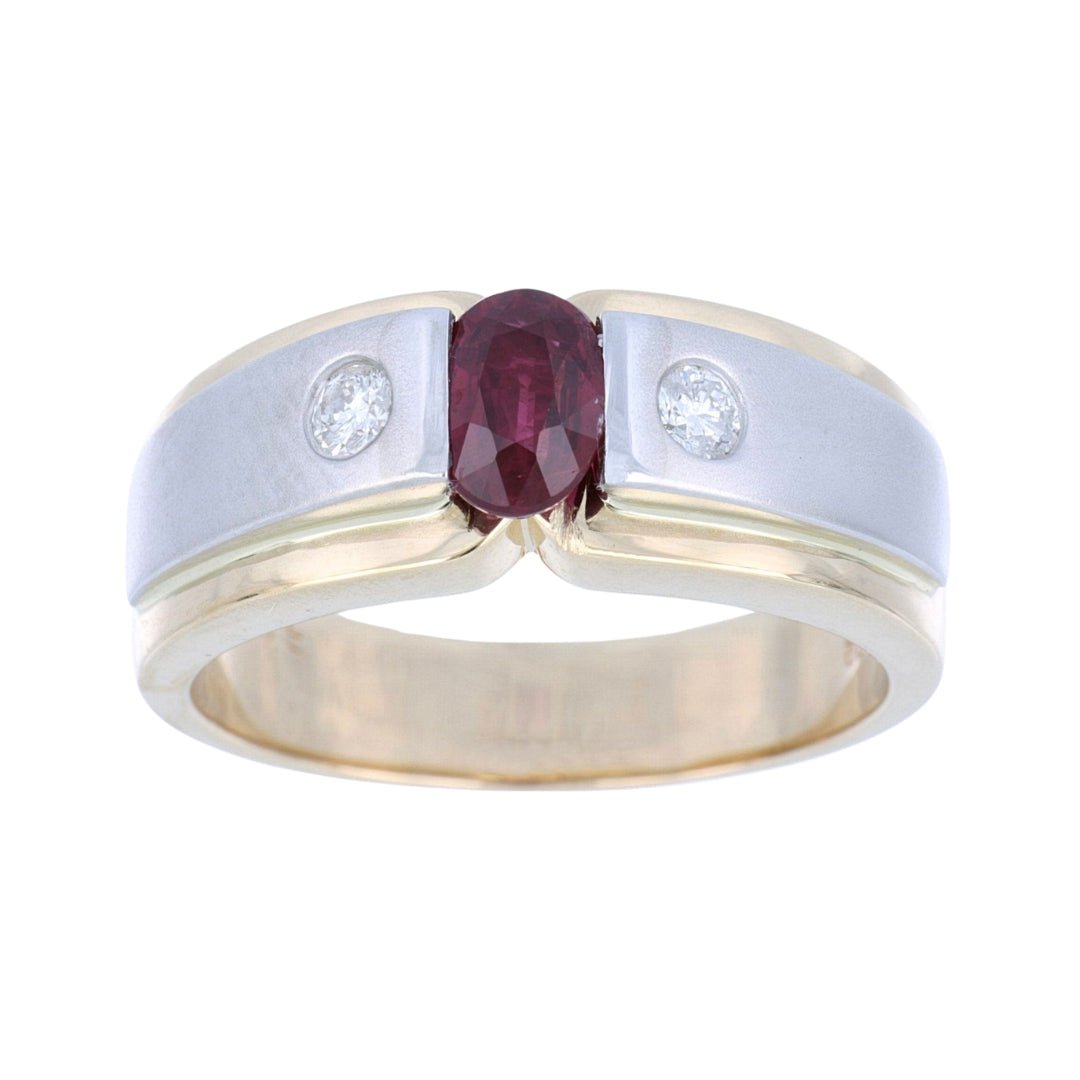 Ruby Men's Ring (Ruby 0.43 cts. White Diamond 0.18 cts.) Not Net