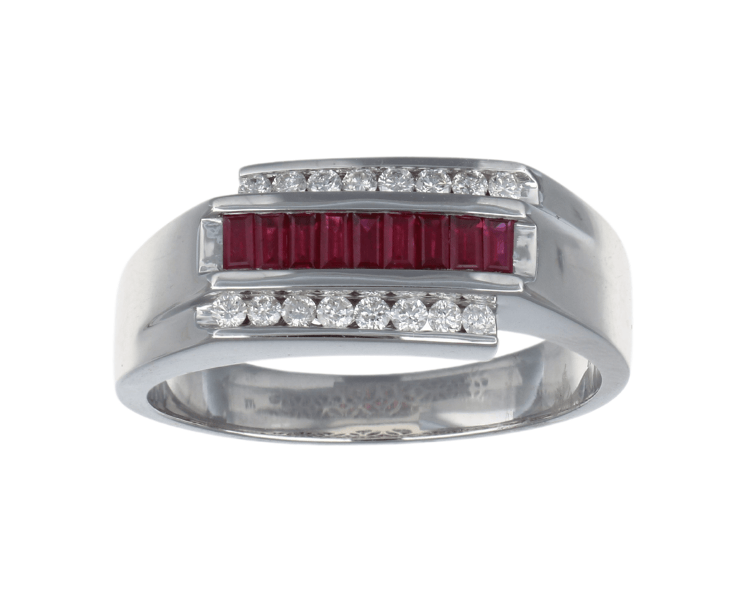 Ruby Men's Ring (Ruby 0.56 cts. White Diamond 0.24 cts.) Not Net