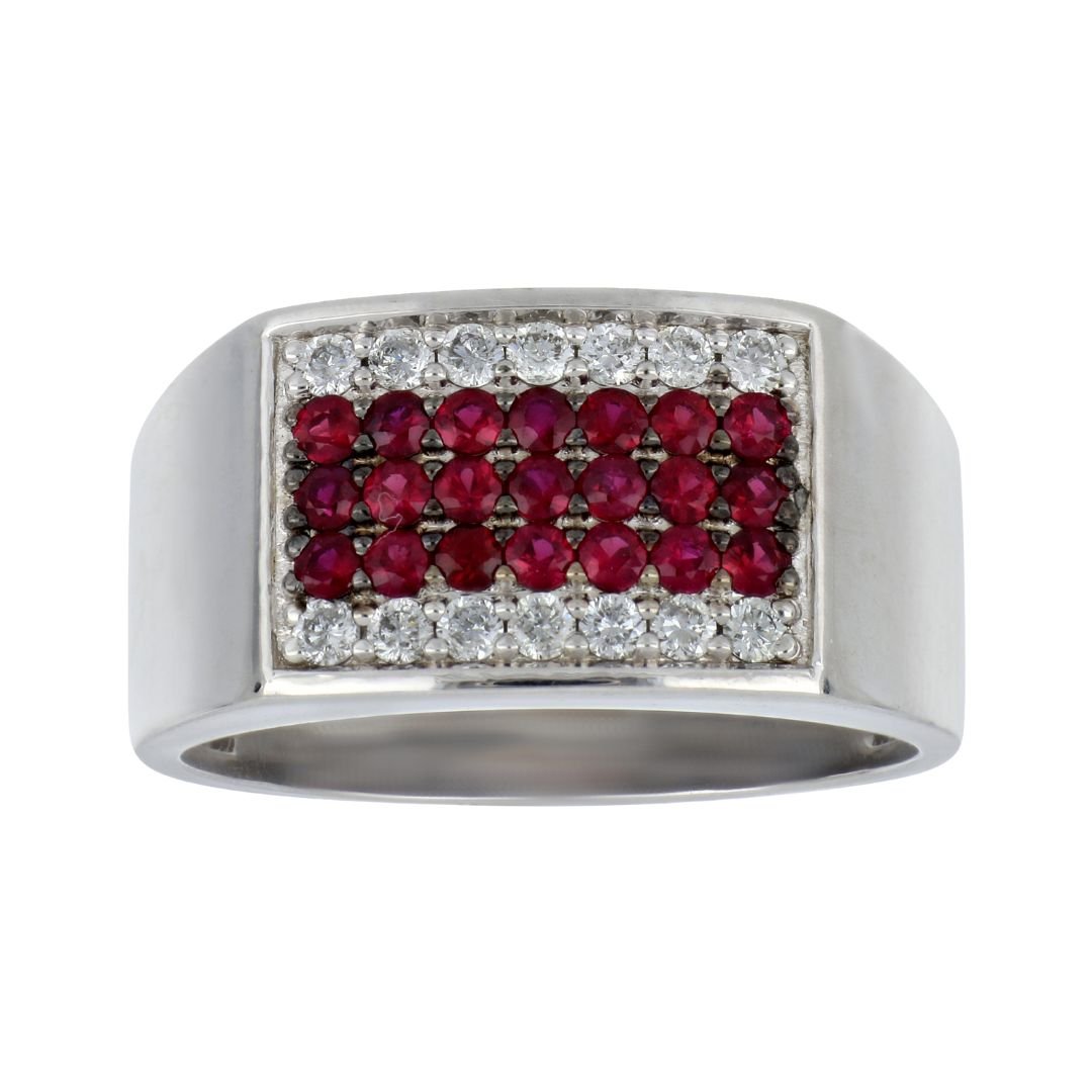 Ruby Men's Ring (Ruby 0.75 cts. White Diamond 0.36 cts.) Not Net