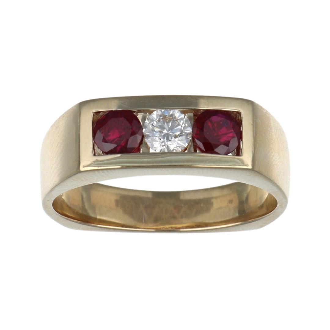 Ruby Men's Ring (Ruby 0.8 cts. White Diamond 0.32 cts.) Not Net