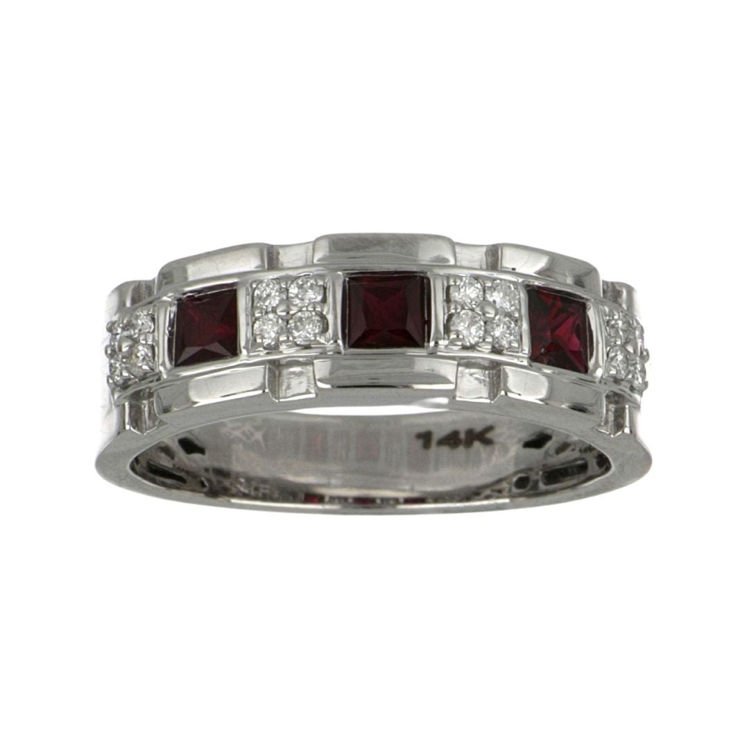 Ruby Men's Ring (Ruby 0.81 cts. White Diamond 0.21 cts.) Not Net