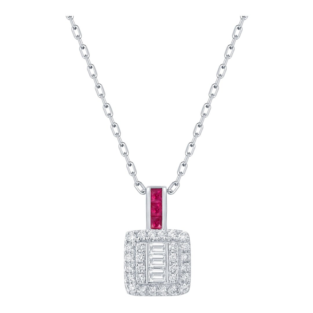 Ruby Pendant (Ruby 0.15 cts. White Diamond 0.25 cts. White Diamond 0.17 cts.) Not Net