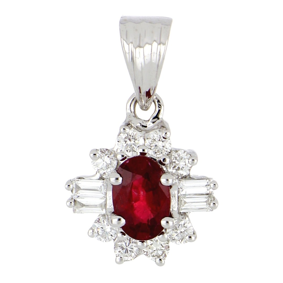 Ruby Pendant (Ruby 0.72 cts. White Diamond 0.22 cts. White Diamond 0.08 cts.) Not Net