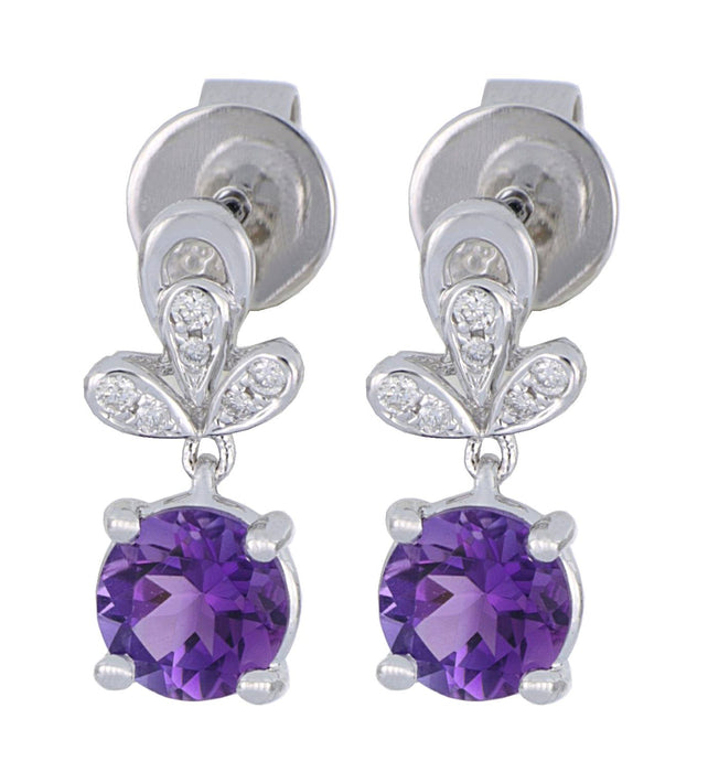Amethyst Ladies Earrings (Amethyst 0.95 cts. White Diamond 0.05 cts.)
