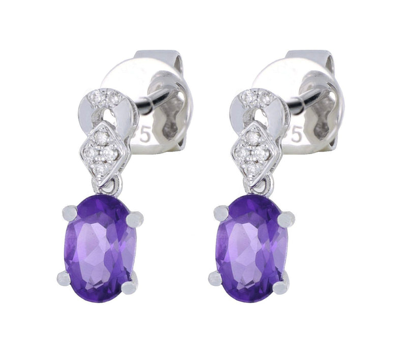 Amethyst Ladies Earrings (Amethyst 0.88 cts. White Diamond 0.04 cts.)