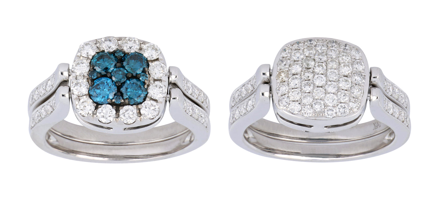 "Happy Hour" Blue and White Diamond Ring