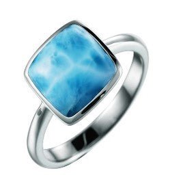 Sterling Silver Cushion Shaped Larimar Ring Not Net