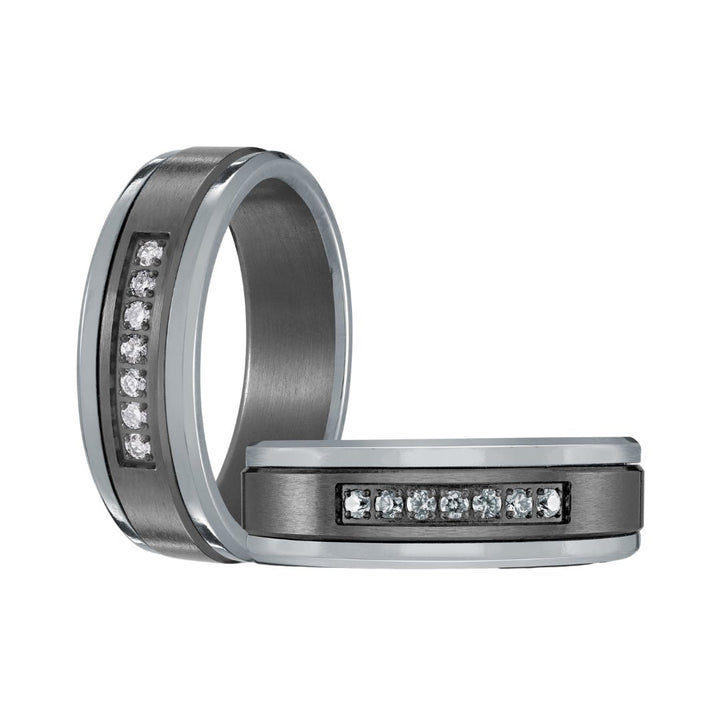 Tantalum & Titanium Men's Ring (White Diamond 0.11 Cts)