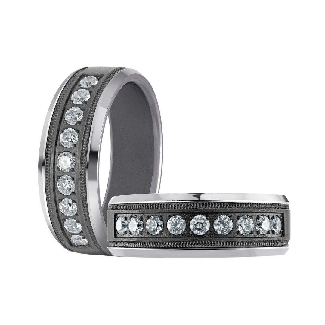 Tantalum & Titanium Men's Ring (White Diamond 0.54 Cts)