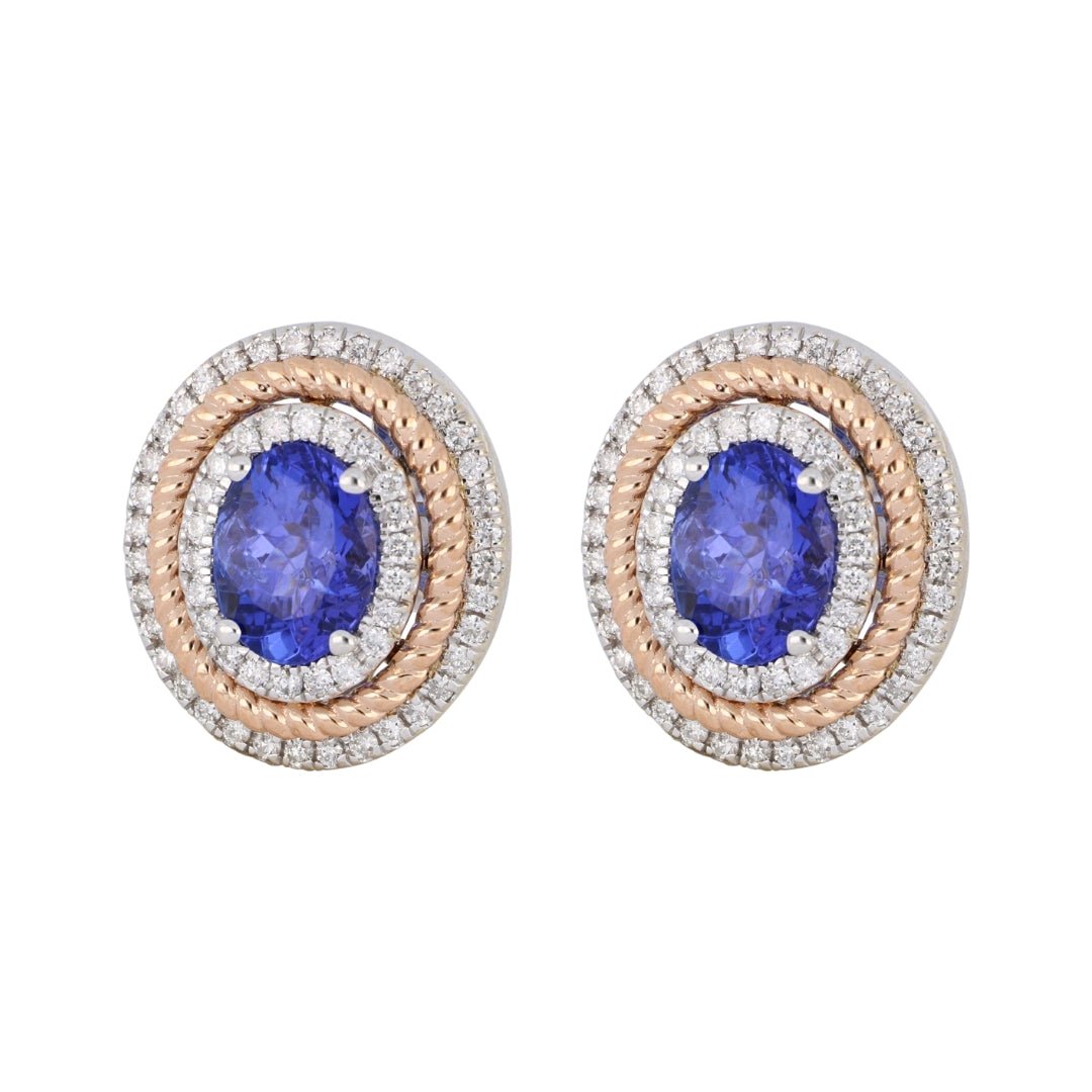 Tanzanite Earrings (Tanzanite 2.62 cts. White Diamond 0.56 cts.) Not Net