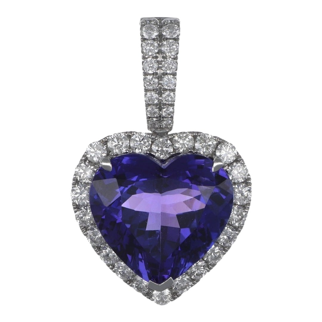 Tanzanite Heart Pendant (Tanzanite 13.55 cts. White Diamond 1.51 cts.) Not Net