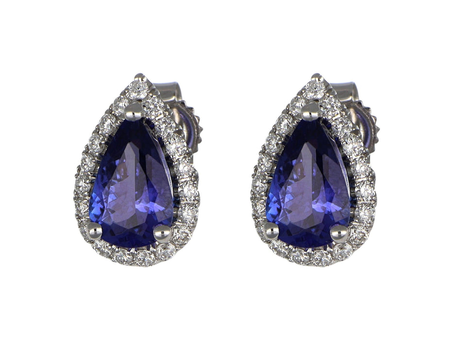 Tanzanite Ladies Earrings (Tanzanite 1.91 cts. White Diamond 0.32 cts. ) Not Net