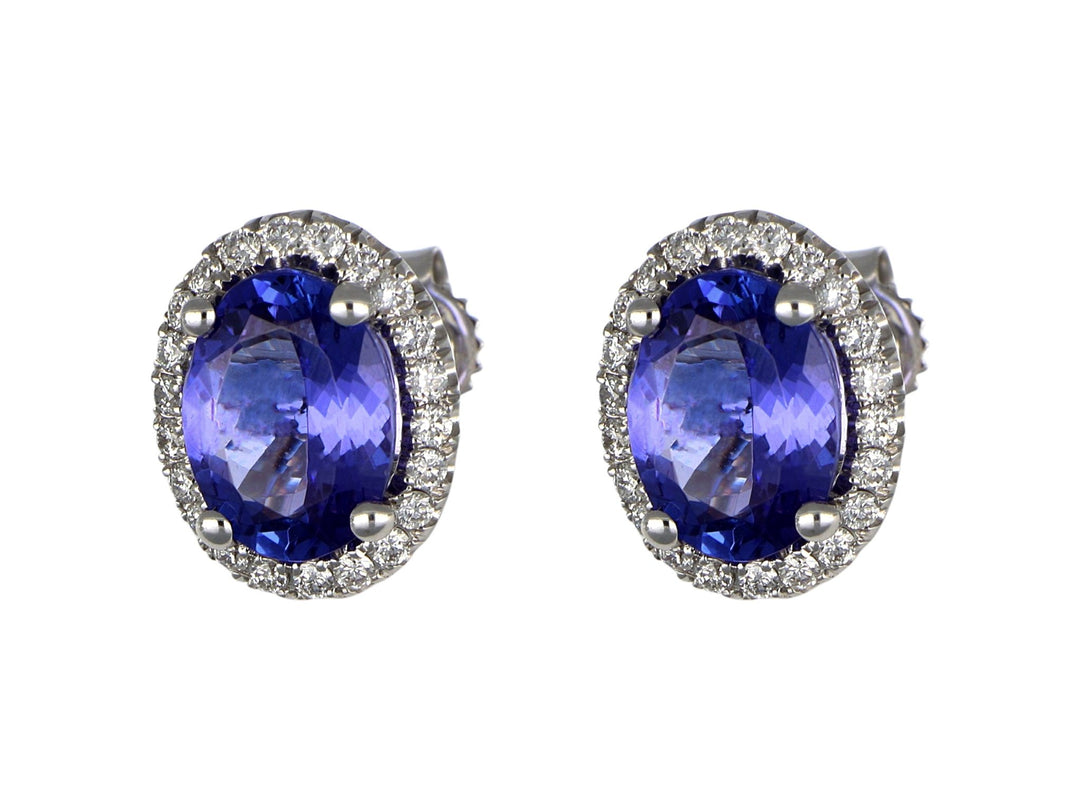 Tanzanite Ladies Earrings (Tanzanite 3.07 cts. White Diamond 0.34 cts.) Not Net