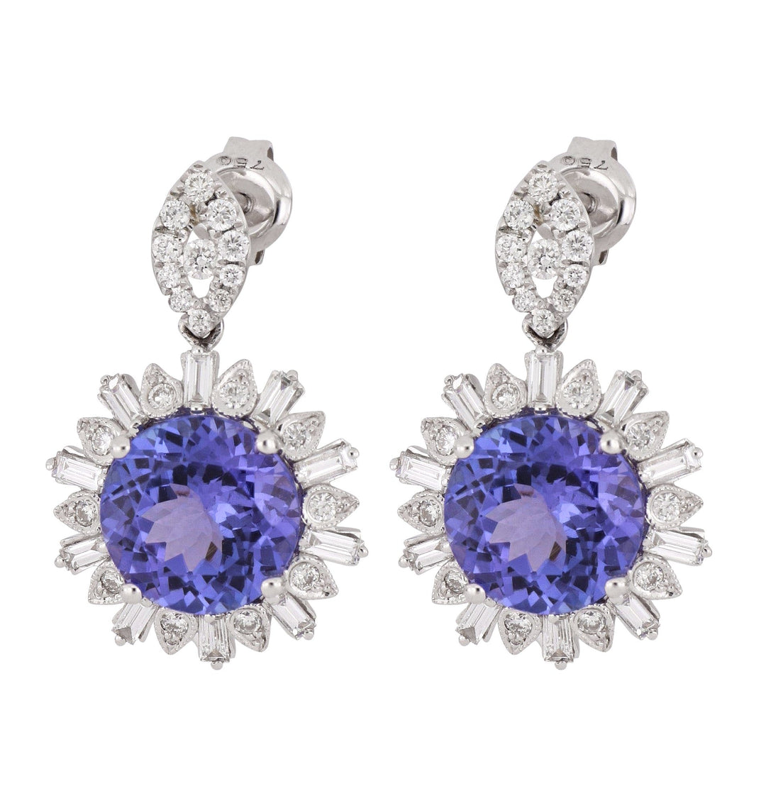 Tanzanite Ladies Earrings (Tanzanite 4.86 cts. White Diamond 0.38 cts. White Diamond 0.42) Not Net