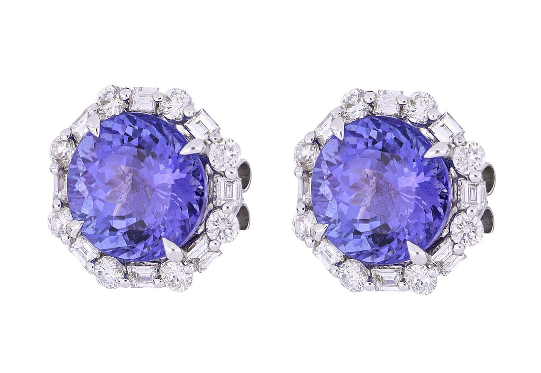 Tanzanite Ladies Earrings (Tanzanite 9.77 cts. White Diamond 0.71 cts. White Diamond 0.49 cts.) Not Net