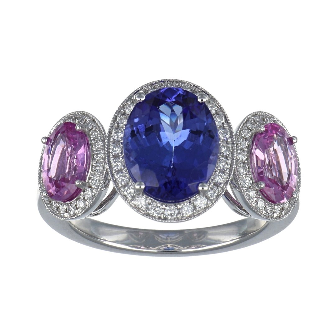 Tanzanite Ring (Tanzanite 3.49 cts. Pink Sapphire 1.63 cts. White Diamond 0.29 cts.) Not Net