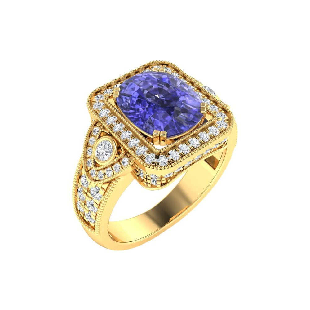 Tanzanite Ring (Tanzanite 9.93 cts. White Diamond 1.28 cts.) Not Net