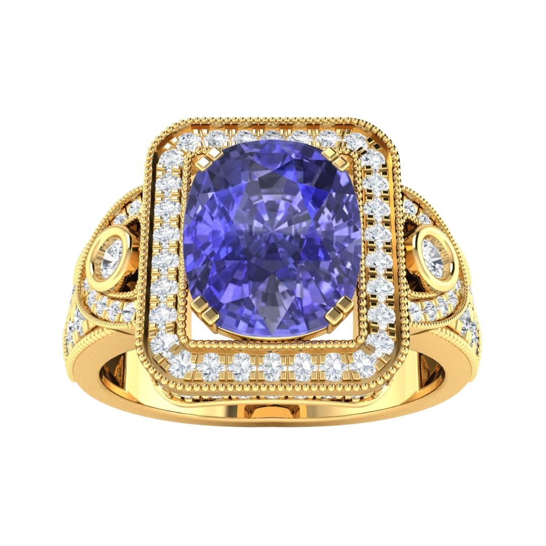 Tanzanite Ring (Tanzanite 9.93 cts. White Diamond 1.28 cts.) Not Net