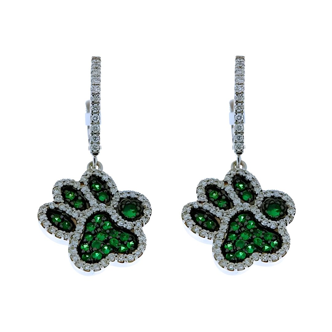 Tsavorite Earrings (Tsavorite 0.64 cts. White Diamond 0.81 cts.) Not Net