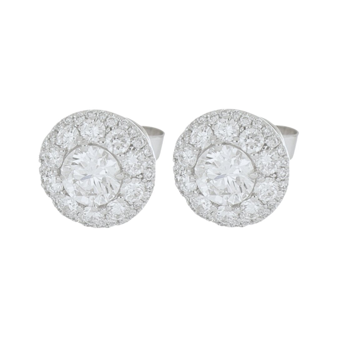 White Diamond Earrings (Lab Grown White Diamond 1.01 cts. Lab Grown White Diamond 0.87 cts.) Not Net