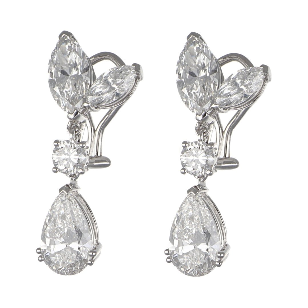 White Diamond Earrings (Lab Grown White Diamond 3.55 cts. Lab Grown White Diamond 4.09 cts. Lab Grown White Diamond 0.7 cts.) Not Net