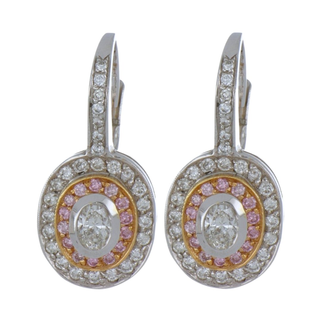 White Diamond Earrings (White Diamond 0.67 cts. Pink Diamond 0.37 cts. White Diamond 0.75 cts.) Not Net