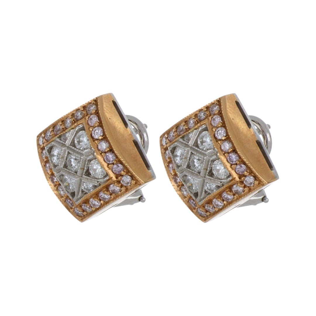 White Diamond Earrings (White Diamond 0.88 cts. Pink Diamond 0.78 cts.) Not Net