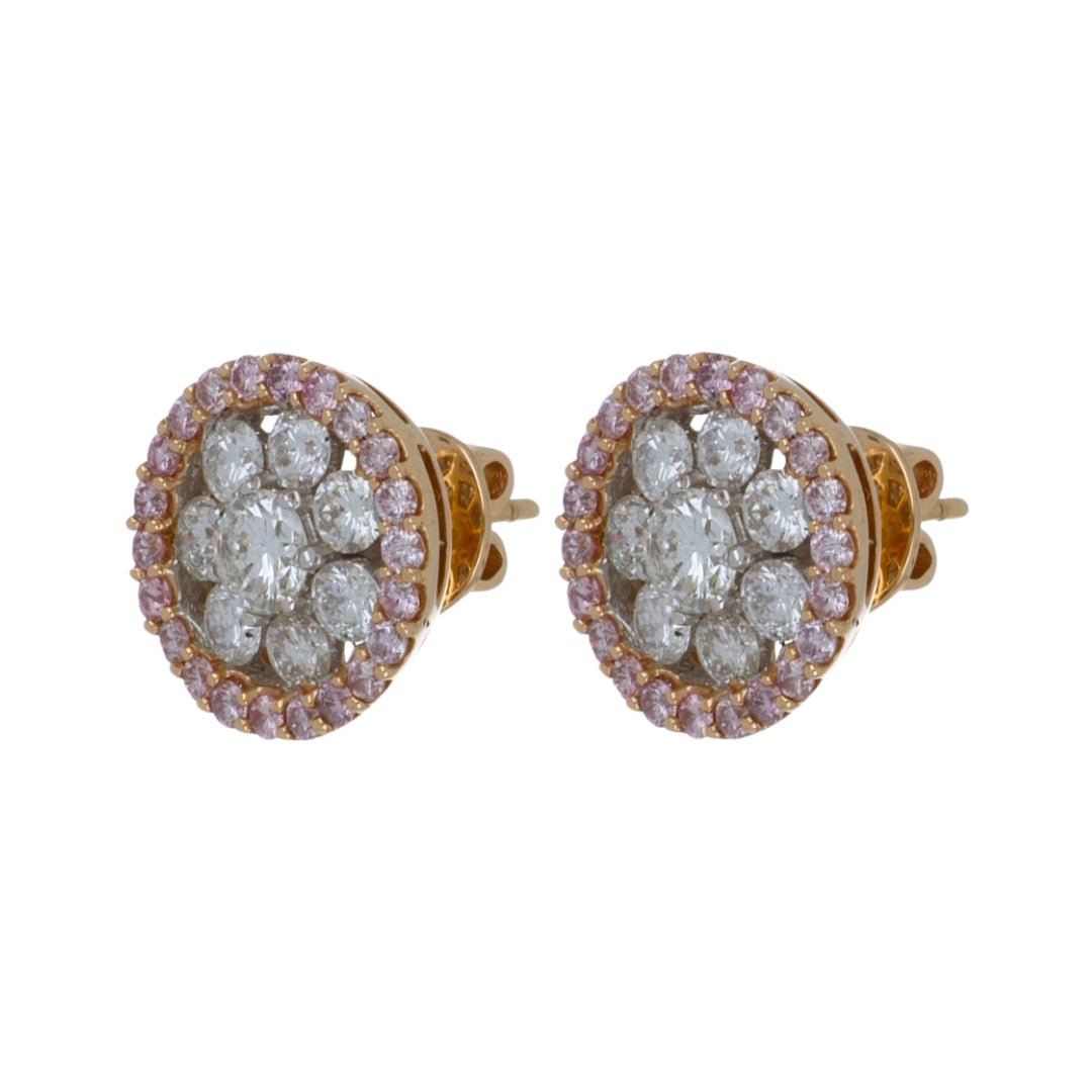 White Diamond Earrings (White Diamond 1.99 cts. Pink Diamond 0.82 cts.) Not Net