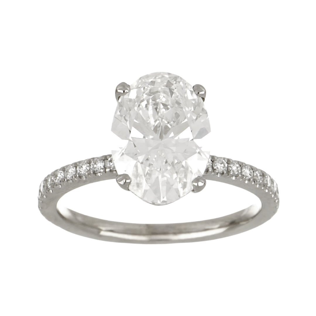 White Diamond Ring (Lab Grown White Diamond 3.02 cts. E SI1 Lab Grown White Diamond 0.27 cts.) Not Net