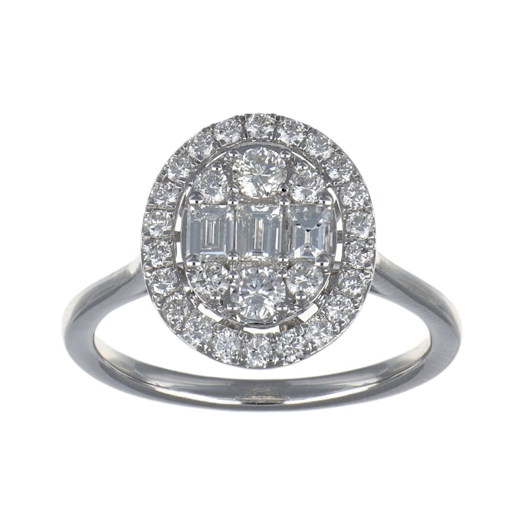 White Diamond Ring (White Diamond 0.3 cts. White Diamond 0.27 cts. Round White Diamond 0.29 cts.) Not Net