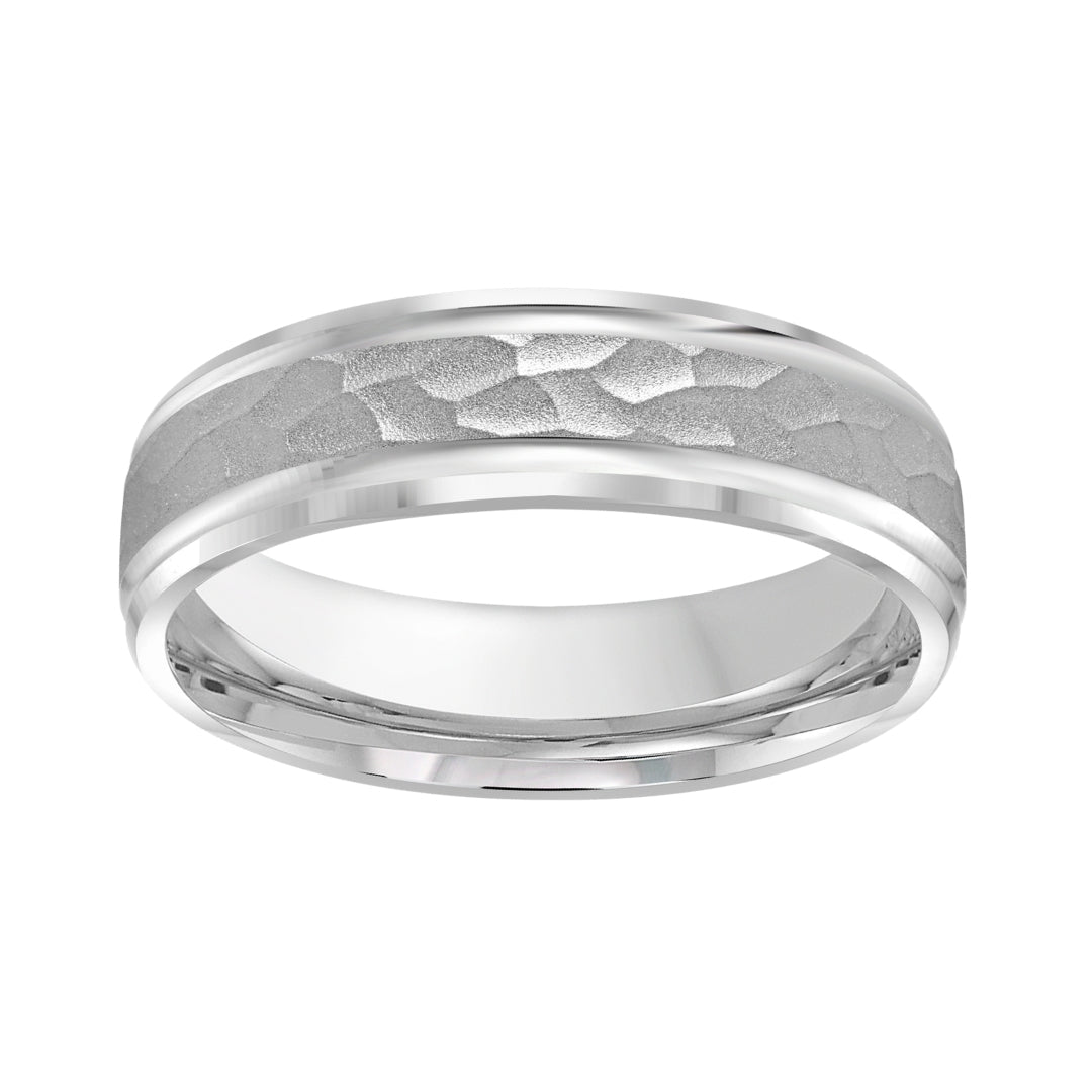 Buy White Gold Hammered Finish Wedding Band – 6mm at Kay's Fine Jewelry