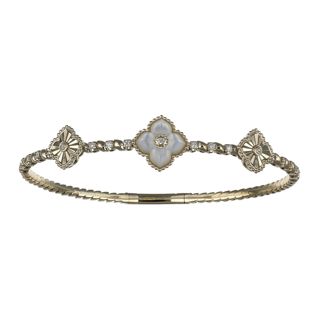 White Mother of Pearl Flexi Bangle (White Mother of Pearl White Diamond 0.35 cts.) Not Net