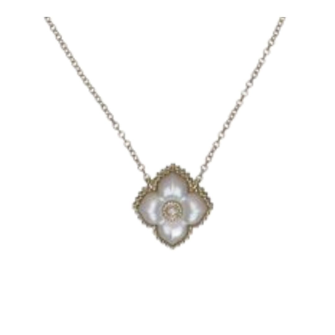 White Mother of Pearl Necklace (White Mother of Pearl Round White Diamond 0.06 cts.) Not Net