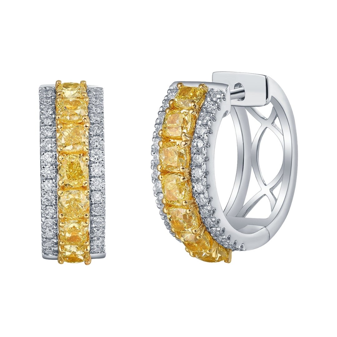 Yellow Diamond Earrings (Yellow Diamond 1.85 cts. White Diamond 0.44 cts.) Not Net