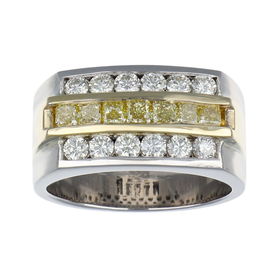 Yellow Diamond Men's Ring (Yellow Diamond 1.05 cts. White Diamond 1.04 cts.) Not Net