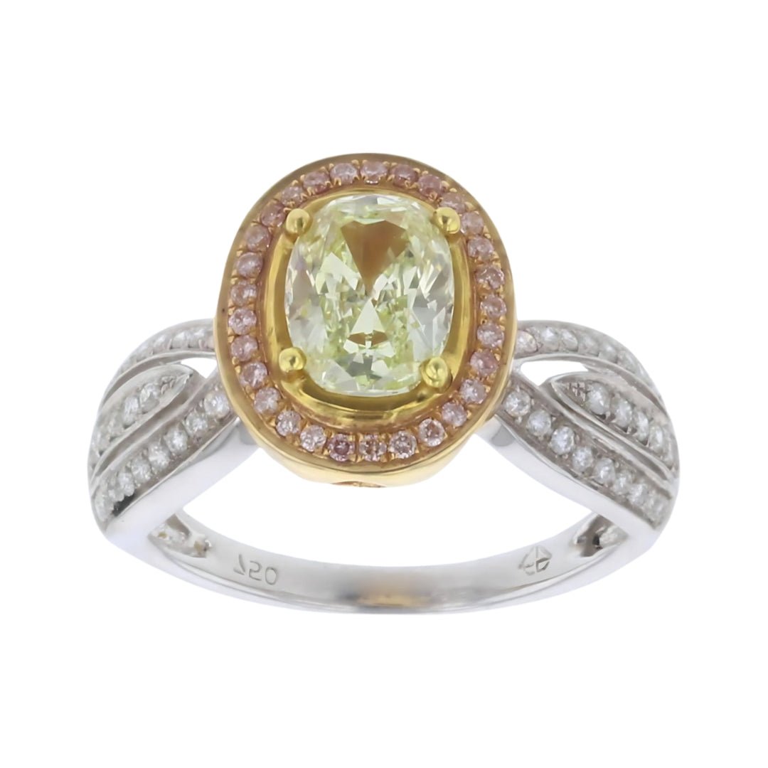 Yellow Diamond Ring (Yellow Diamond 1.2 cts. Pink Diamond 0.12 cts. White Diamond 0.21 cts.) Not Net