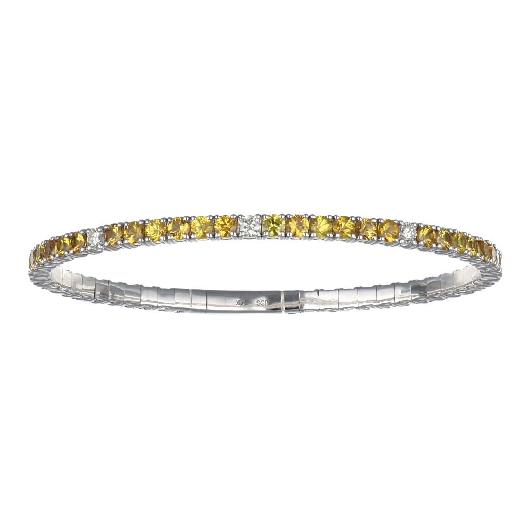 Yellow Sapphire Flexi Bangle (Sapphire 6.47 cts. White Diamond 0.83 cts.) Not Net