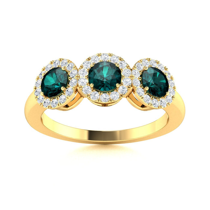 14kt Gold 3-stone Natural Alexandrite and Diamond Ladies Ring (Alexadnrite 0.50 cts. Diamonds 0.20 cts.)