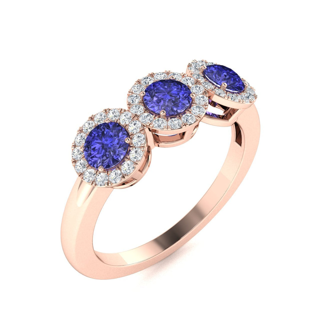 14kt Gold 3-stone Tanzanite and Diamond Ladies Ring (Tanzanite 0.50 cts. Diamonds 0.20 cts.)